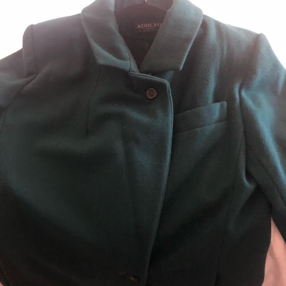 ADOLFO CLASSICS LONG GREEN COAT - Picture 7 of 11